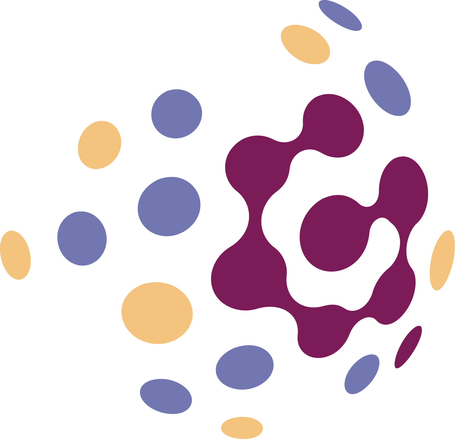 the logo for the European Genomic Data Infrastructure Project. It is a collection of interconnected circles that form a sphere, representing countries connected.